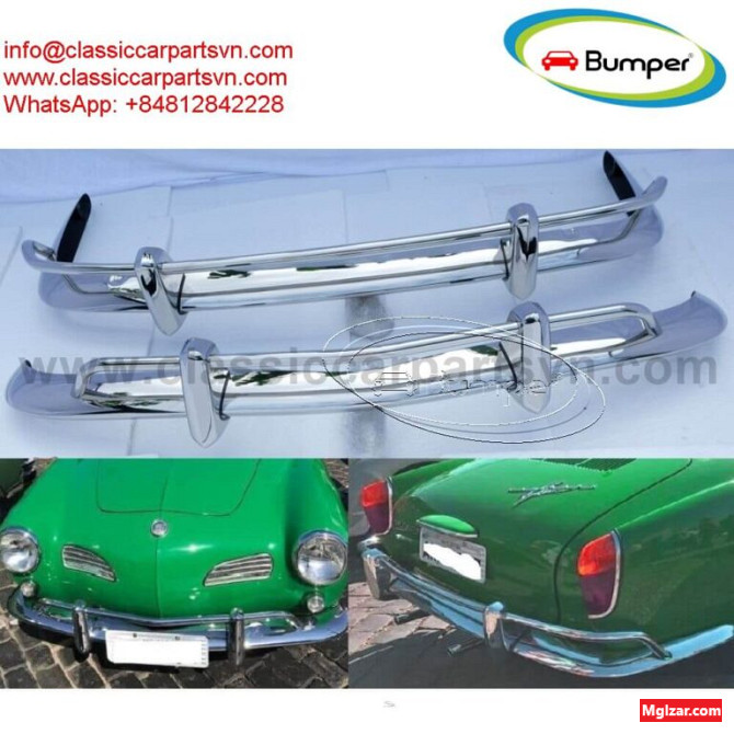VW Karmann Ghia US Export style bumpers year (1967-1969) by stainless steel Гадаад - зураг 1